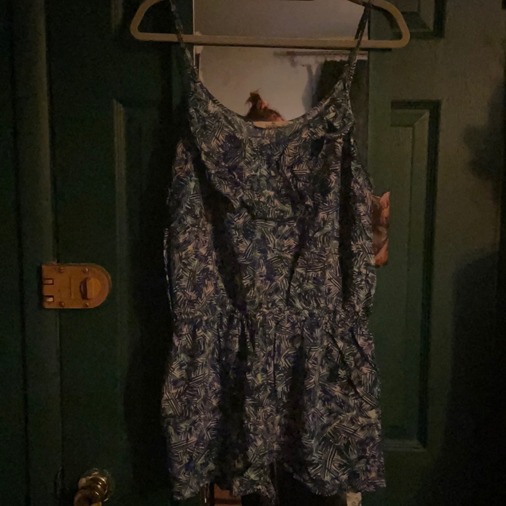 Black Poppy Blue Romper with Pockets